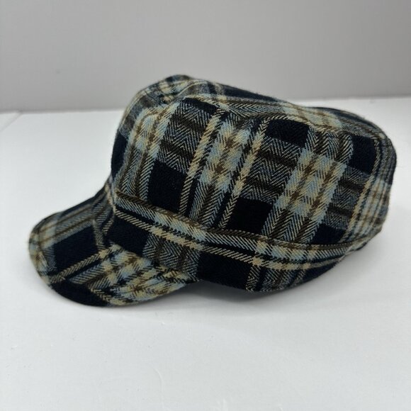 D&Y Women's Black Blue Plaid Cadet Preppy BOHO Hat S/M - Picture 6 of 12